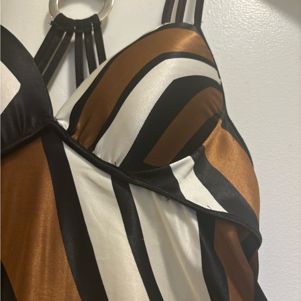 Ssang Bang Wool Mini Geometric Strappy Dress with Bold Patterns Women's Size M - Picture 14 of 16